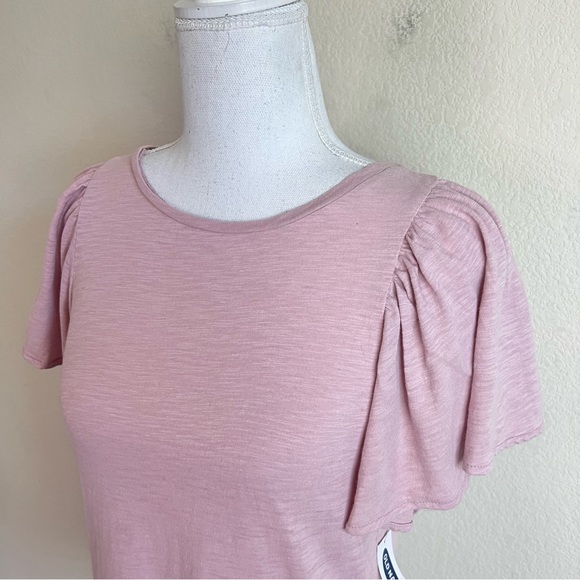 NWT Old Navy Mauve Pink Flutter Short Sleeve Relaxed Shirt T-Shirt Blouse - Picture 5 of 10